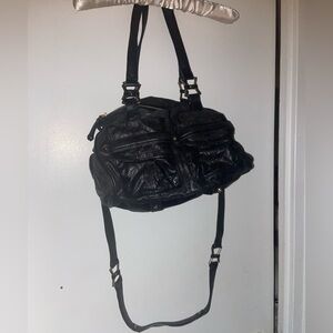 Junior Drake Black Leather Satchel Bag